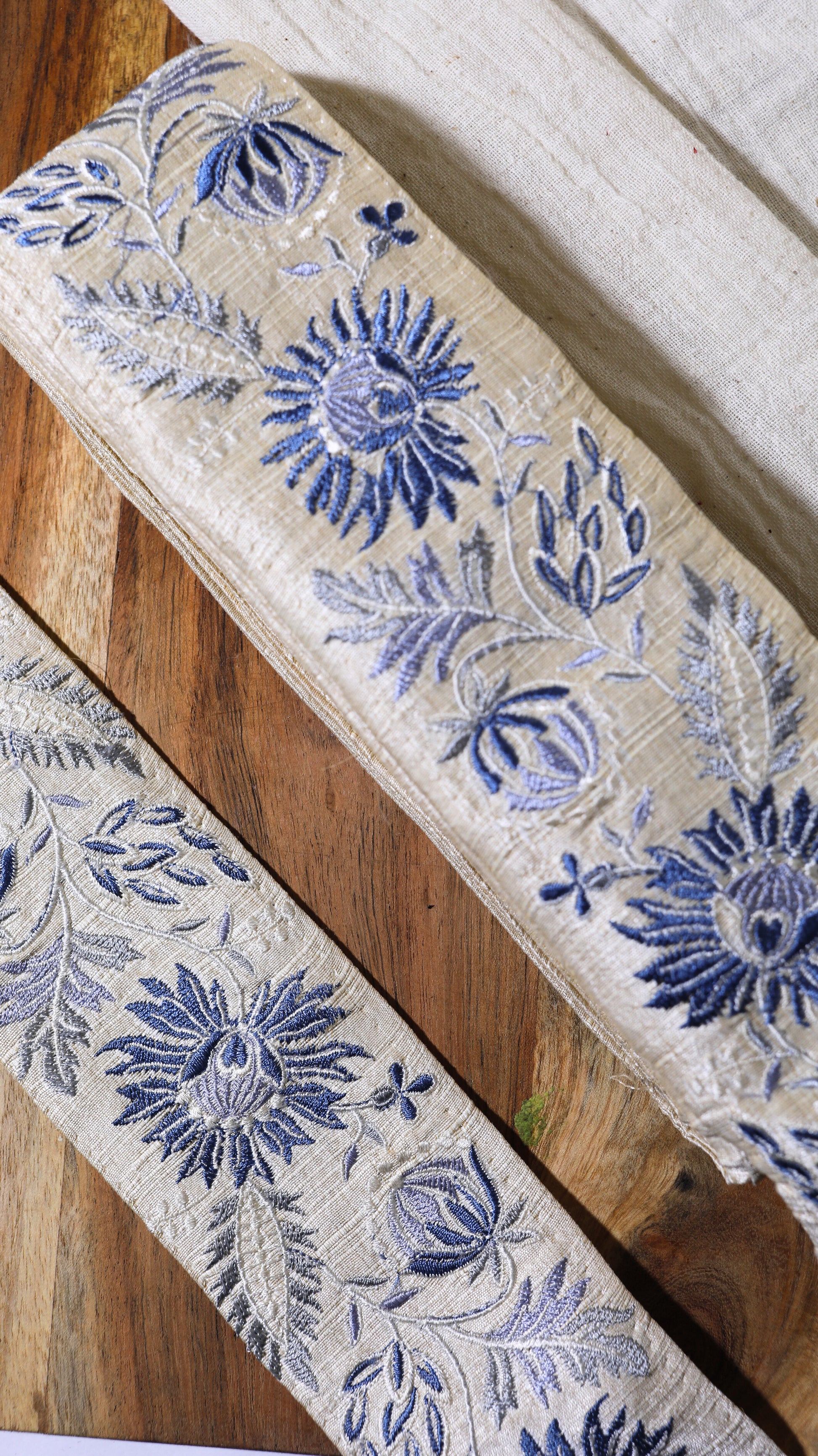 OD2503 Blue Floral Embroidered Trim – Royal Garden Collection