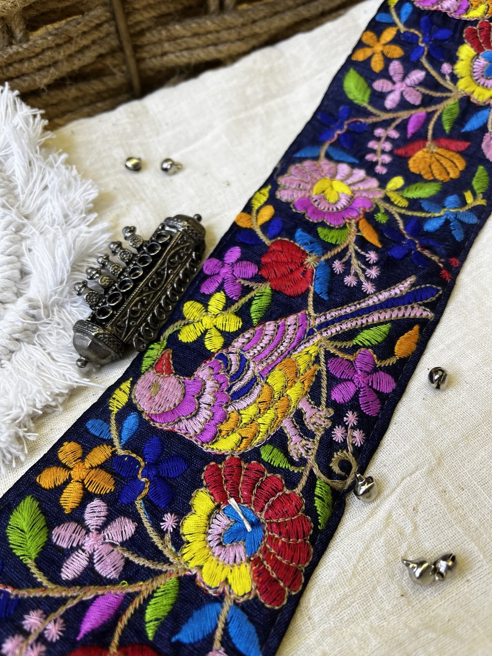 OD2510 Multicolor Bird and Floral Embroidered Trim