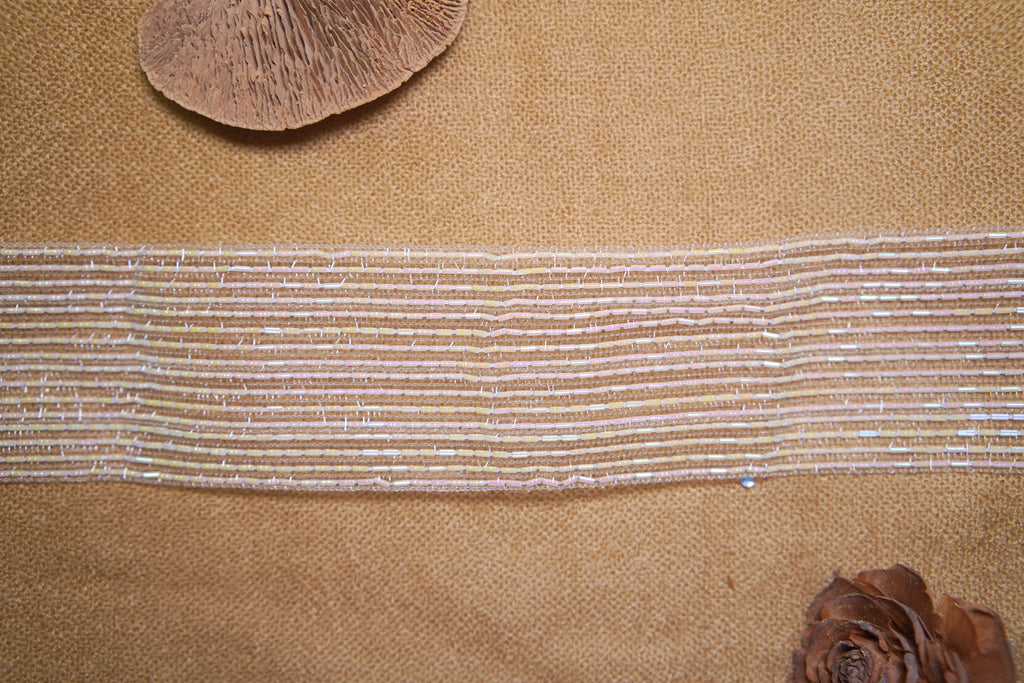 8525 Metallic Grid Sequin Trim on Hard Tulle